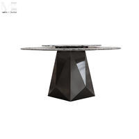 Ensemble de salle à manger moderne de luxe en acier inoxydable noir, table à manger en marbre de pierre frittée dorée pour 4 personnes, 4 chaises