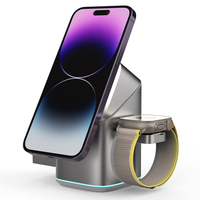 Chargeur sans fil multifonctionnel 4 en 1, support de charge magnétique, charge rapide 7,5 W PD 3.0 pour 15 Pro Max, montre intelligente