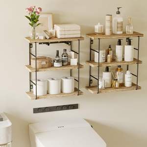 Estante de estantería multicapa de esquina de pared de libro de exhibición de hogar de metal de <span class=keywords><strong>madera</strong></span> industrial moderno - Product Image 3