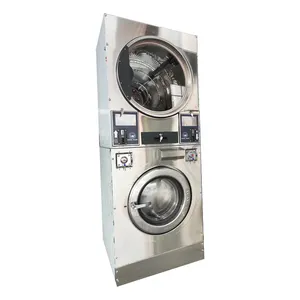 High Quality Self-service Laundry Washing Machine Stack Washer and Dryer Combo 16kg