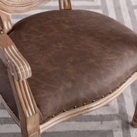Chaise de salle à manger moderne en bois massif avec revêtement en cuir, dossier de style français, pour bar et restaurant, mobilier de maison, fauteuil en chêne