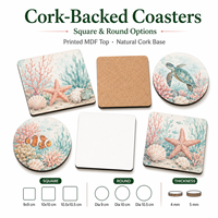 Sous-verres décoratifs classiques écologiques en MDF avec support en liège, motifs personnalisés, forme carrée, pour la maison, la cuisine, le café, accessoires de table