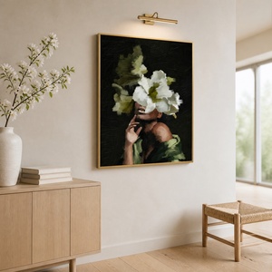Art floral élégant en alliage doré mat encadré, représentant une <span class=keywords><strong>femme</strong></span> noire, pour la décoration intérieure, les studios, les boutiques et les projets de réaménagement commercial - Product Image 1