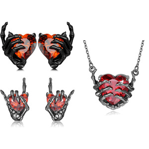 Diseño de moda Retro estilo Punk exagerado personalidad de Halloween corazón rojo oscuro garra fantasma colgante pendientes - Product Image 1