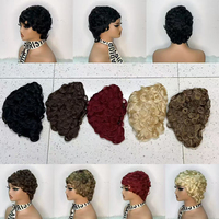 Promotion 7$ Letsfly Vente en gros de perruques complètes à prix réduits, perruques courtes coupe pixie, cheveux humains naturels 613 #   Perruques pas chères grises