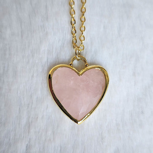 Collana in Acciaio Inox 316L Regalo di San Valentino Placcata Oro 18K con Ciondolo a <span class=keywords><strong>Cuore</strong></span> in Pietra Naturale per Donne - Product Image 4