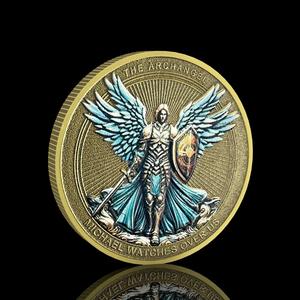 Moneda conmemorativa del Arcángel Miguel, moneda de desafío de comercio exterior, Salmo 91:10-11, moneda de coleccionista motivacional, fundición UV - Product Image 6