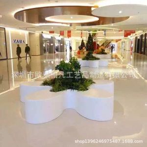 Fiberglass <b>Reception</b> Desk Semicircular Contemporary <b>Design</b> With Led Light For Mall Commercial Furniture - Product Image 4