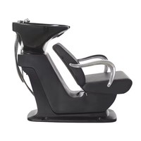 Chaise de shampooing en céramique d'évier de lavage de cheveux de salon de barbier classique avec des accoudoirs d'acier inoxydable