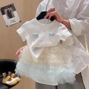 Completo Estivo per Bambine: Top a Maniche Corte e <span class=keywords><strong>Gonna</strong></span> in <span class=keywords><strong>Tulle</strong></span> a Strati, Leggero e Traspirante per Feste e Uso Quotidiano - Product Image 2