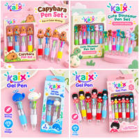 Pulpen Gel Plastik Multicolor Kartun Kreatif KAIX 0.5mm Pulpen Gel Ballpoint Capybara O.5 Biru untuk Anak-anak