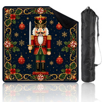 Tapis de table Mahjong américain matelassé multicolore à motif floral et arbre de Noël, style patchwork sur fond rouge, avec bordure multicouche, pour Noël