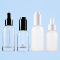 30ml 50ml Pemasok Kemasan Perawatan Pribadi Botol Tetes Kaca Bening Berlapis Embun untuk Serum Minyak Esensial OEM ODM