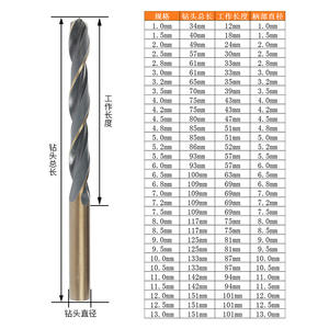 Foret hélicoïdal à lame argentée 1,0 mm 13,0 mm, tige droite, oxyde noir, outil de perçage pour métaux - Product Image 1