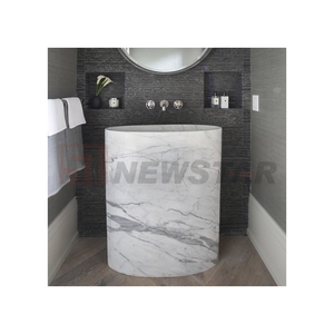 Newstar moderne maison hôtel évier de salle de bain pierre naturelle évier en marbre lavabo de salle de bain sur pied - Product Image 3