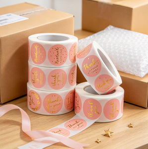 Adesivos Redondos Personalizáveis de Agradecimento em Vinil Branco Impermeável, 8 Designs, para Embalagens de Alimentos, 500 Unidades por Rolo, para Presentes e Artesanato - Product Image 3