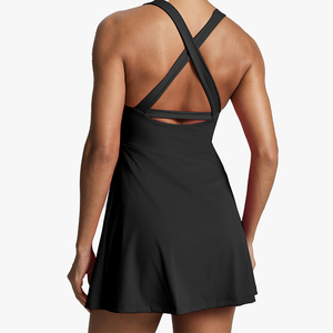 Solid Color Customizable Fabric Crew Neck Removable Pad Anti-Exposure Outdoor Sports Fitness Golf Tennis <b>Dress</b> - Product Image 5