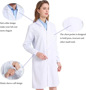 Batas de Laboratorio Unisex, Uniformes para Hospitales, Tejidos Resistentes para Uso Prolongado, Manga Larga, Polialgodón, Bata de Laboratorio Duradera, Bata Médica Blanca - Product Image 6