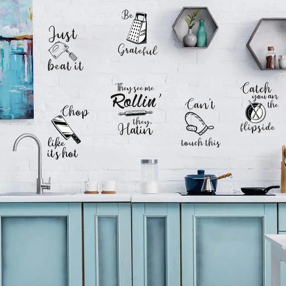 Decorative kitchen quote waterproof wall stickers