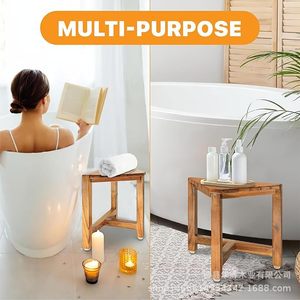 Tabouret de salle de bain triangulaire en bois Huahui, supportant jusqu'à 150 lb, repose-pieds pour la douche, tabouret d'angle pour les toilettes - Product Image 4