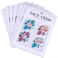 Vente en gros Festival Party Body Art Strass Visage Gemme Strass Autocollant Fleur Arc-En-Ciel Bijoux Auto-Adhésif Strass Gemme