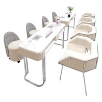 Mobilier de salon de manucure de luxe Table de manucure double simple Table de bureau moderne pour manucure professionnelle