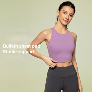 Soutien-gorge de sport dos nageur à col montant avec logo personnalisé, rembourré, sensation seconde peau, pour entraînement, fitness et <span class=keywords><strong>yoga</strong></span>, haut de <span class=keywords><strong>yoga</strong></span> - Product Image 2