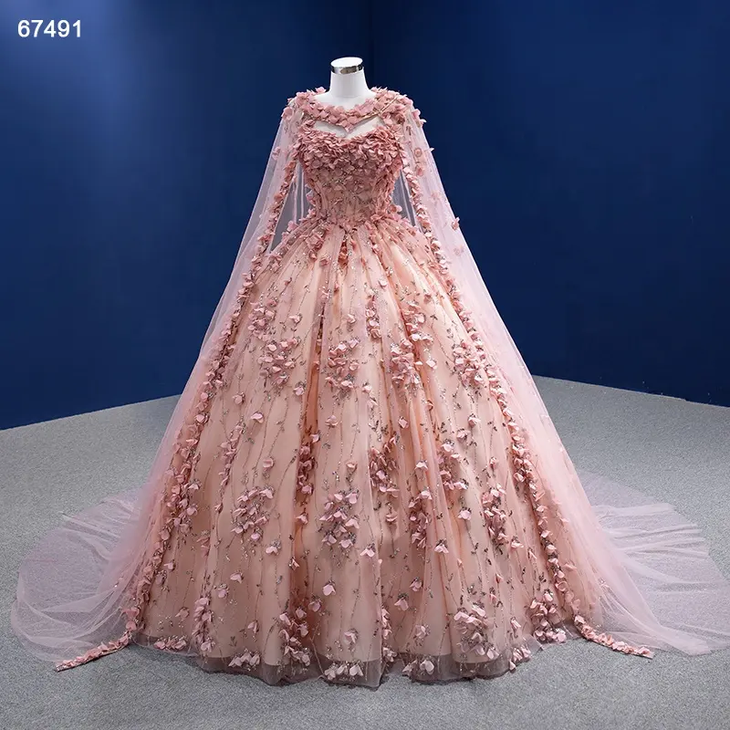 Jancember RSM67491 Princess Pink Flower Ball Gown Wedding Dresses For Women