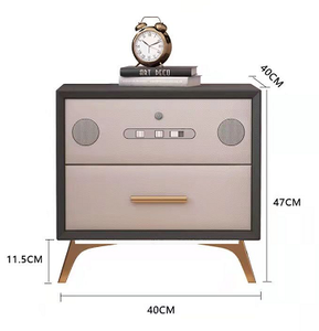 Scuqi <strong>White</strong> and <strong>Black</strong> Solid Wood 2 Drawer Smart Home 5.0 bluetooth Speaker Wireless Charge Night Side <strong>Table</strong> with Wood Feet - Product Image 6