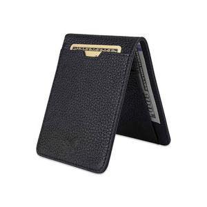 Billetera de cuero natural con bloqueo RFID para hombre, billetera de bolsillo frontal, delgada, minimalista, plegable - Product Image 5