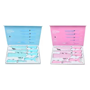 6Pcs Đầy Màu Sắc Công Cụ Nhà Bếp Thiết Lập Màu Hồng Dao Nhà Bếp Kit Món Quà Màu Xanh Công Cụ Nhà Bếp Cho Các Loại Trái Cây Rau Thịt Nhà Hàng