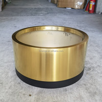 Pot Tanaman Modern Mewah Tahan Lama dari Baja Anti Karat, Pot Tanam Besar, Wadah Dangkal, Pot Bunga Logam Emas