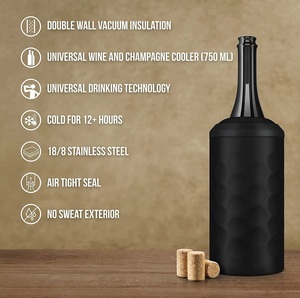Şişe buz soğuk tutmak için 24 saat şarap şişesi Chiller için 25oz (yaklaşık 750ml) özel şarap şişesi şişe soğutucu gıda sınıfı SUS304 - Product Image 2