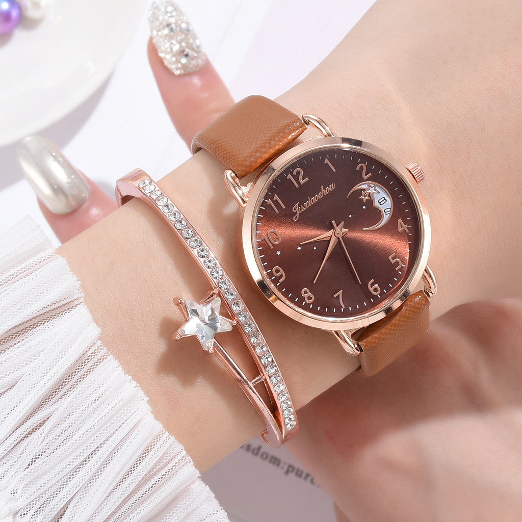Gold Alloy Rose Gold Dial Quartz Watch Leather Band Fastrack Vyb Muse with Quartz Analog Rose Gold Dial Rose  main image 4