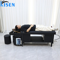 Table de massage et de shampoing Kisen Japennesse pour spa capillaire, lit de pédicure coréenne avec bassin de bain de pieds, lit de salon personnalisé avec dôme de sauna vapeur