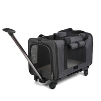 Sac à dos de transport pour animaux de compagnie, chariot poussette pour chat, sac de voyage à roulettes en tissu Oxford pour chats et chiens