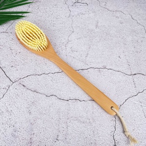 Spazzola Professionale Personalizzabile con Logo, Manico Lungo Naturale, per Bagno e Corpo, Esfoliante con Setole di Cinghiale, Scrubber per Doccia per Uomini e Donne - Product Image 2