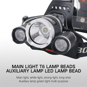 Boruit công suất cao Type-C có thể sạc lại đèn pha khai thác mỏ 18650 lithium nhôm đèn pha 3 Led Đèn Pha cho cắm trại - Product Image 5