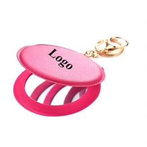 Mini miroir de poche pliable avec étui en cuir PU multicolores, logo personnalisé imprimé, 8 cm, porte-clés portable pour usage domestique quotidien - Product Image 4