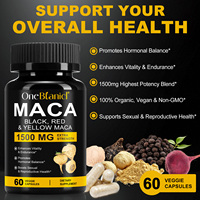 Complément alimentaire à base de plantes OneBtanicl, capsules de racine de maca, maca noire biologique végétalienne, capsules pour hommes forts