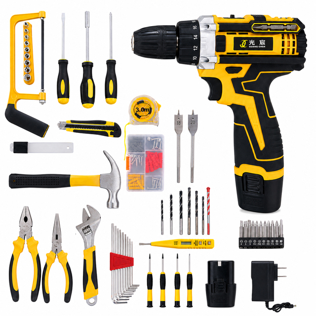 Factory Direct Cordless Drill Kit High Torque Power Tool with Li-ion Battery Complete Accessories for Home Repair Construction