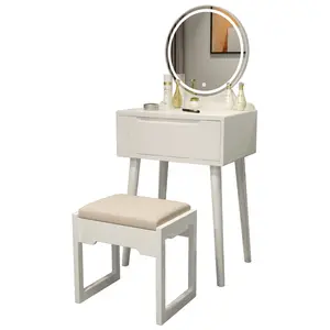 Dressing Table Makeup Vanity Desk Wooden Modern Carton Standing Vanity Beauty Makeup Storage Plastic Wood Desk Skin Car Solid