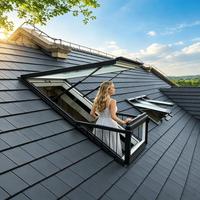 Vente flash : Fenêtre de toit pliante verticale en aluminium et verre, étanche, avec fonction photovoltaïque, écologique et de haute qualité