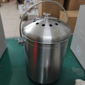 Stainless Steel Storage Bucket <b>With</b> <b>Lid</b> Cylindrical Indoor Outdoor Household Waste <b>Bin</b> Simple Design Metal Construction - Product Image 1