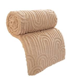 Ropa de cama de lujo de Jacquard tejido acogedor con estampado personalizado, manta de lana de felpa suave con rayas sólidas para uso en cama o sofá en invierno - Product Image 1