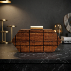 United Trade World <span class=keywords><strong>SAMI</strong></span> HANDICRAFTS Borsa Clutch in Legno Stile Naturale da Donna, Splendidamente Progettata con Chiusura <span class=keywords><strong>a</strong></span> Cerniera e Gancio - Product Image 3