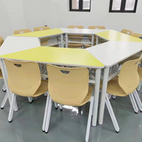 Mobilier scolaire en bois et métal de couleurs facultatives forme hexagonale deux places table en bois bureau et chaise