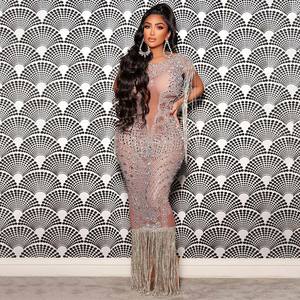 NOVANCE Y2250 2022 Neuheiten Sommer Silber Kristall Fransen Abendkleid Sexy White Glitter Kleid Eye Suction Red Carpet Party - Product Image 1