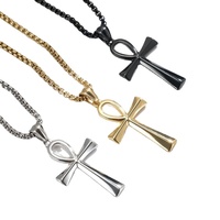 Collier en acier inoxydable tendance, plaqué or noir, collier punk avec croix de Jésus pour femmes et hommes