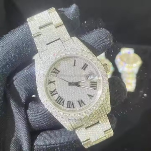 <b>Mens</b> Luxury Fashion Business Alloy Case Diamond & Moissanite Quartz Watch with High Accuracy Movement - Product Image 4